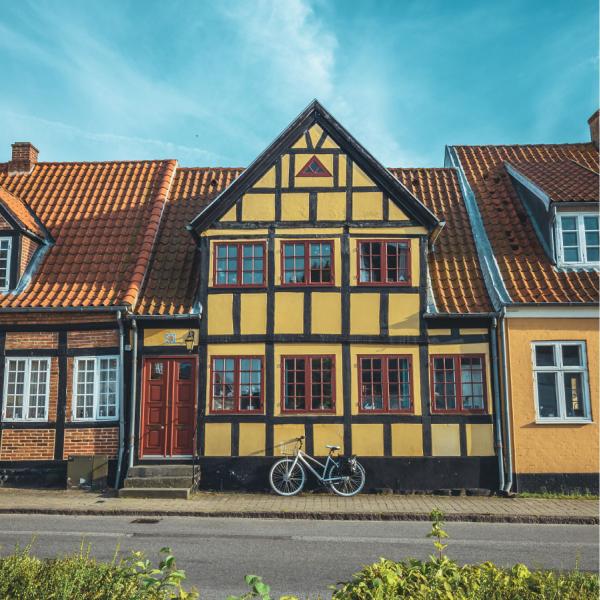 Maribo houses half-timbered bicycle
